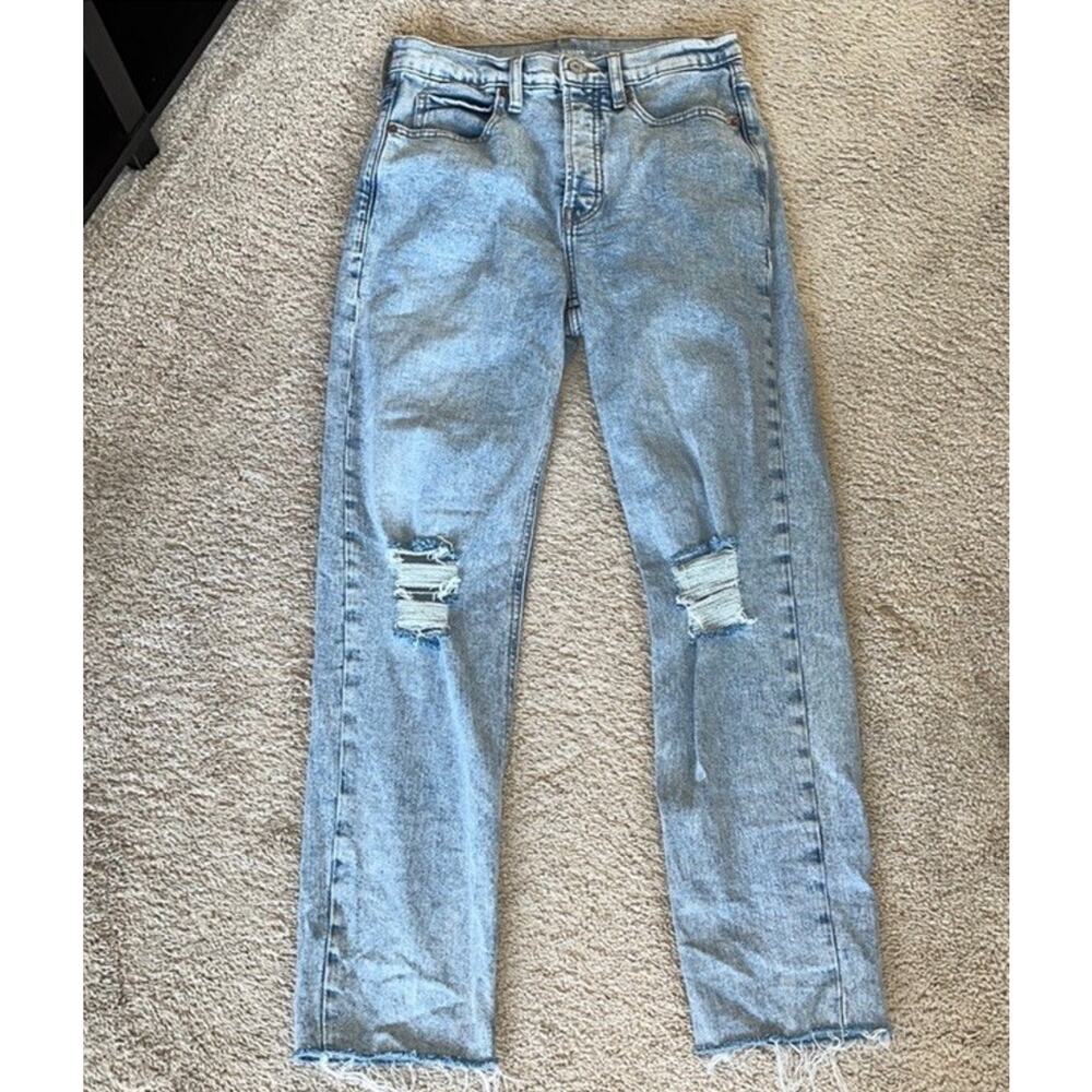 Old Navy Sky-Hi Straight Extra High Rise Jeans Women's Size O Blue Button-Fly